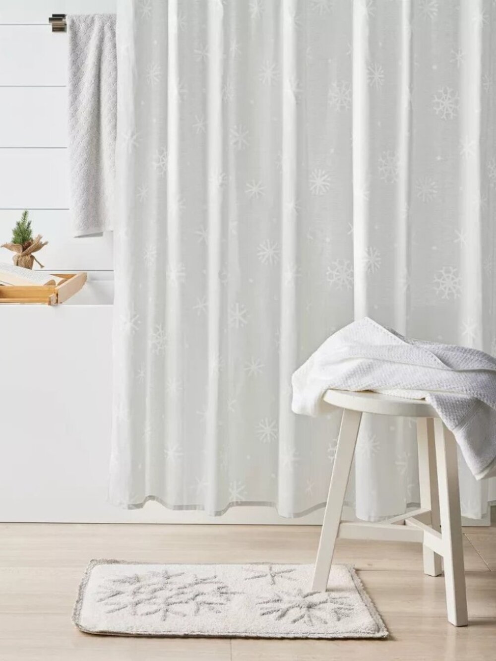 Christmas Snowflake Shower Curtain Gray - Wondershop™-NWT